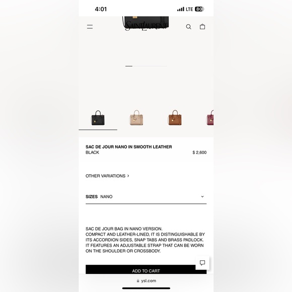 Saint Laurent Sac de Jour Nano in black smooth leather - Picture 11 of 14